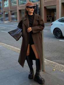 Abrigo de mujer de moda y versátil, otoño/invierno - Marrón - Ver 4