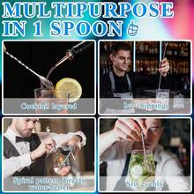 1pc Stainless Steel Cocktail Stirrer, Long Bar Spoon With Three-Pronged Pointed Tip - View 8