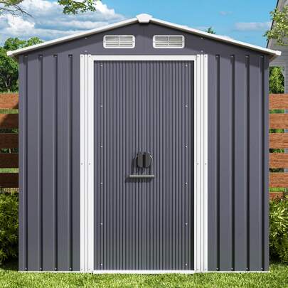 Asofer Cobertizo para herramientas de metal 180x162x95cm, cobertizo para herramientas de acero, cobertizo para jardín, almacenamiento al aire libre, cobertizo para jardín trasero, cobertizo para patio, Ideas para el día de San Valentín