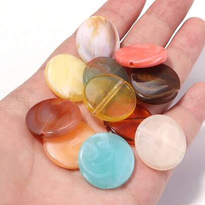 30pcs Acrylic Gradient Color Round Beads, Double-Color Tie Dye Loose Beads, Dreamlike Tie Dye Beads For DIY Jewelry Making, Tassel Decor, Clothing, Bags, Shoes Accessories