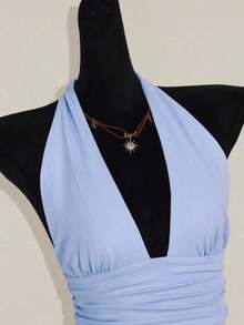 Top de tirantes sin espalda negro tipo babydoll para mujer, diseño de Halloween - Celeste - Ver 3