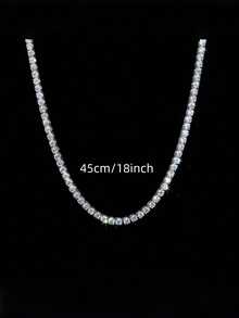 1 pieza Collar de tenis con diamantes de moda, collar de cadena con diamantes de circonita cúbica exquisitos, adecuado para uso diario y fiestas de mujeres - collar de tenis - Ver 5