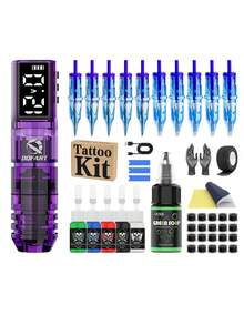 DQFART Wireless Tattoo Gun Kit, Equipped With A 1600mAh Power Supply, LED Display, All-In-One Tattoo Machine Set, Complete Tattoo Pen Kit, Tattoo Supplies Suitable For Beginners And Artists. - Multicolor - View 9