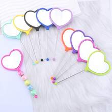 10pcs Creative Beaded Heart-Shaped Handle Mirrors, Multi-Color Handheld Makeup Mirrors, Portable Compact Mirrors. Handmade Decorated Mirrors, Suitable For Jewelry Making, Gifts For Teenagers And Adults - Multicolor - View 1