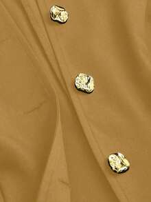 Sweetro Conjunto a juego de chaleco negro de una hilera y pantalones de pierna ancha con fruncidos - Amarillo Mostaza - Ver 6