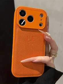 Personalized Luxury Crocodile Texture Foil Stamping Letter Imprint Faux Leather Phone Case, Customized Name All-Inclusive Protective Cover Stylish Phone Accessory, Minimalist Anti-Fingerprint Anti-Drop Anti-Shock Couple Phone Case Soft Shell - Chocolate Brown - View 5