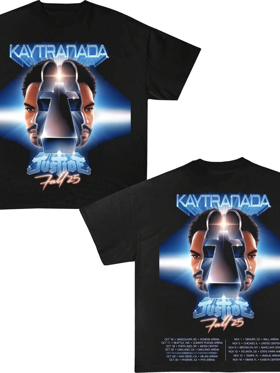 KAYTRANADA Tour Uni T-Shirt Music Merch Tour Merch Birth Gift - Black - View 1