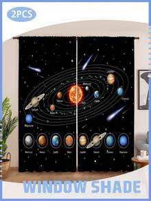 2 Panels Galaxy Nebula Starry Sky Curtains, Space Print Window Curtains, Soft Light Filtering Astronomy Curtains For Boys Girls, Machine Washable - Multicolor - View 5