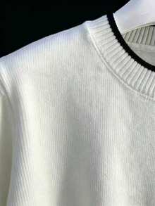 Men's Casual Versatile Solid Color Short Sleeve Knit Top, Suitable For Daily Wear And Commuting - White - View 6