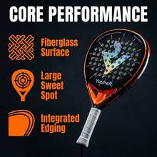 Youner Carbon Fiber Paddle Tennis Racket, Glass Fiber Face Paired With EVA Soft Core, High Elasticity And Control Performance Suitable For Adult Men And Women - Multicolor - View 5