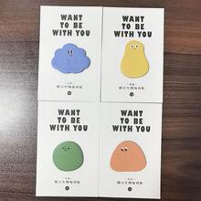 4 piezas de notas adhesivas mini lindas - 6 estilos aleatorios (Fantasma azul, Monstruo verde, Guijarro naranja, Cara escurridiza gris, Nube amarilla, Nube azul), 30 hojas por libreta, adecuadas para oficina, hogar u organización escolar - A - Ver 10