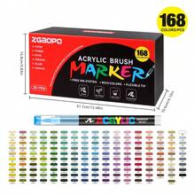 1支装 288/240/168/120/72/60/48/36/24/12色丙烯马克笔，液体墨水软头，不透明，防水，可混色，适用于DIY涂鸦绘画艺术用品 - 彩色 - 查看 15