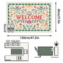 1件装现代花卉图案及“WELCOME”字母图案门垫/地毯/地垫，柔软可水洗，适用于浴室、厨房、玄关、走廊、卧室、客厅，四季皆宜。 - 彩色 - 查看 12