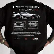 Camiseta de  Skyline GTR R34 para Hombre: Diseño de Automóvil Japonés + Estampado de Letras. Manga Corta, Cuello Redondo, Ideal para Uso Informal sch  00  saddest shirts - azul y negro - Ver 8