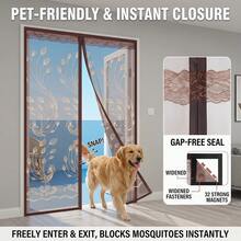 Magnetic Screen Door, Magnetic Closure Mosquito Net Door, Self-Closing Mosquito Net Curtain, Peacock Embroidered Breathable Mesh Curtain, No Drilling Installation, Durable And Easy To Maintain, With Wider Hook And Loop And Nails - Multicolor - View 3
