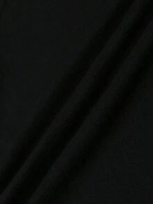 Camiseta casual de mujer de unicolor, cuello redondo, manga corta con bajo asimétrico - Negro - Ver 3