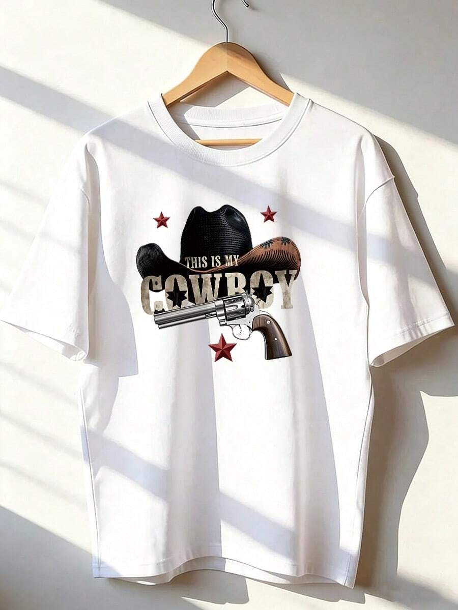 Retro American Style Short Sleeve T-Shirt, Fashionable Short Sleeve T-Shirt For Spring And Summer 2026, Made In Mexico, 180 Grams. Cartoon Print, Couple Design, Suitable For Indoor Or Outdoor Wear. Crew Neck, Unisex, Ideal For Office And Leisure. One-Piece Pack. - WH-P631577SLNDXZGY432 - 查看 1