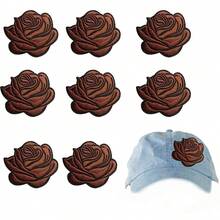 5 piezas Parches bordados con rosas marrones, para aplicar con plancha o coser en ropa, chaquetas, camisetas, mochilas - multicolor - Ver 1
