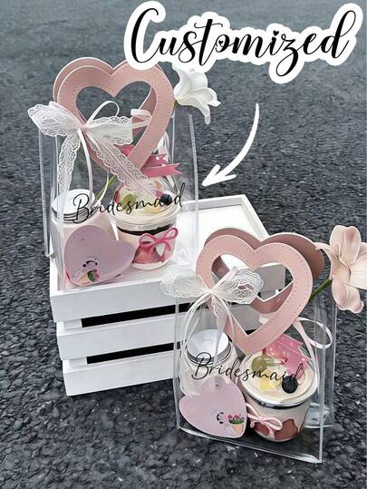 Personalized Thick Transparent PVC Gift Bag (With Handle) - Reusable, Suitable For Wedding Party, Bridal Shower, Wedding Gifts And Shopping, Applicable For Wedding, Birthday, Engagement, Anniversary Party, Banquet, Tea Party, Wedding Handmade Fashion Accessories (Excluding Hair Clips), Bedroom Decor, Birthday Wedding Photography Props, Birthday Party Favors, Matching Gift Bags, Clear Tote Bags, Mother's Day