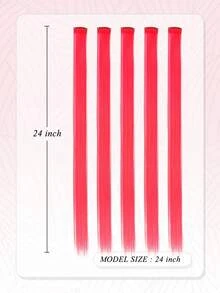 5pcs Blue Hair Clips Extensions, Women Synthetic Fiber Wigs, Can Match Various Hairstyles Without Going To Salon, Suitable For Daily Use And Parties - Multicolor - View 3