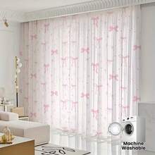 2PCS Sweet - Style Sheer Curtain, Pink - Bowknot Patterns, Light - Softening, Privacy - Protecting, Rod - Pocket Design, All - Season Suitability, Versatile Home Decor, Machine - Washability, Polyester Material, Adding A Romantic Atmosphere To Bedroom, Living - Room, Study Spaces. - Multicolor - View 16