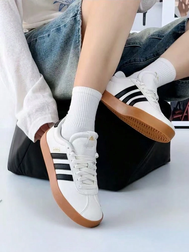 Adidas VL COURT 3.0 Comfortable And Versatile Low-Top German Training Shoes, Unisex, Black And White - Black and White - View 1