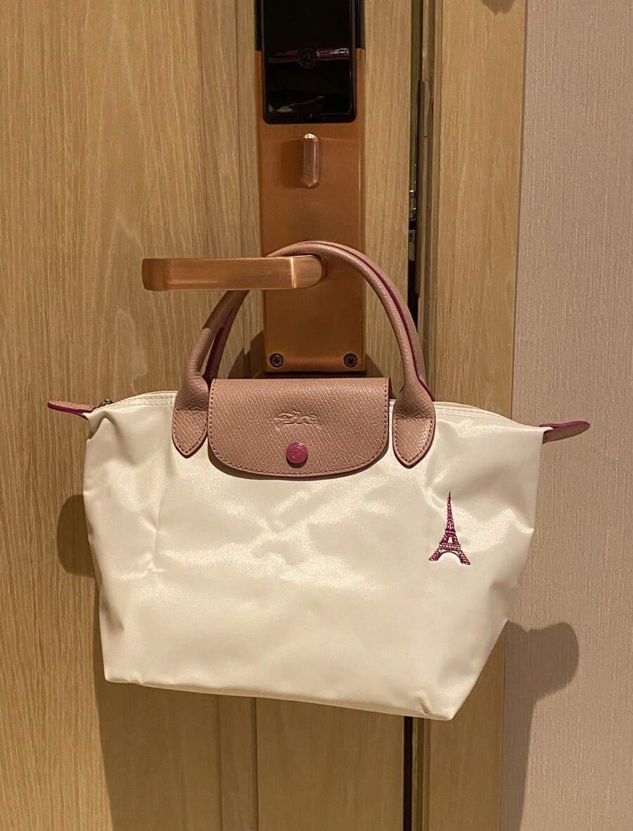 Long Eiffel Tower Tote Bag (Small, Medium, Large) - Waterproof Nylon Handbag, Shoulder Bag, Crossbody Bag - New Arrival, Versatile For Commuting - White Pink - View 1