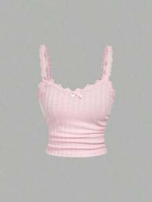 Camiseta sin mangas casual de mujer con parches de encaje, para verano - Multicolor 4 - Ver 8