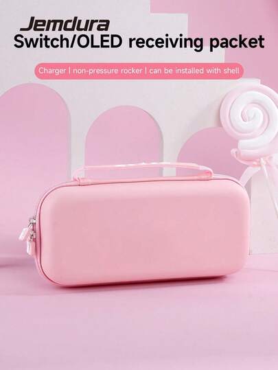 1pc Carrying Case With Handle, Compatible With Switch OLED/Switch NS Console, Protective Hard Shell Bag With Integrated Stand & 10 Game Card Storage, Portable & Shockproof Game Card Holder For Travel, Accessory For Handle Grip