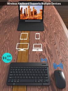 Funda con teclado inalámbrico compatible con iPad, cubierta protectora de cuero desmontable con ranura para lápiz, función de suspensión/activación automática, teclado inalámbrico Bluetooth de 150 mAh, funda de soporte delgada y ligera - Negro - Negro - Ver 9
