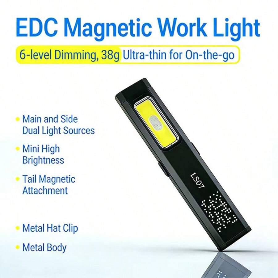 Ultra-Thin Flashlight, Compact Portable Mini Bright Rechargeable Long-Lasting Pocket Lamp For Auto Repair And Maintenance With Magnetic Adsorption - Portable Flashlight - View 1