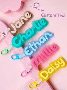 1PC Personalised Acrylic Name Backpack Tag Keyring Funky Style School Bag Tag Custom Name Keychain Boy Girl Bag Luggage Tag, Back To School, Bag Charms - Custom Keychain - View 1