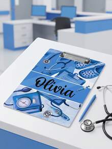 1pc Custom Name Nurse Clipboard, Personalized Medical Themed Clipboard With Stethoscope & Scrubs Design, Nurse Appreciation Graduation Gift With Metal Clip, Desk Accessory ForNurses & Nursing Students,Personalized Gifts, Nurse's Day Gift - Multicolor - View 5