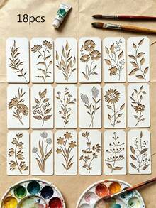 18 buah Stensil Bunga & Daun Berongga, DIY untuk Dinding, Dekorasi Rumah, Keramik, Kain, Scrapbooking. Kotak Hadiah, Dekorasi Kartu, Lukisan, Alat Kreatif untuk Masking Semprot - Bunga liar dan tanaman merambat - View 2