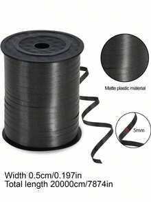 1 Roll 200m Black Curly Ribbon, Suitable For Gift Wrapping, Wedding, Birthday, Balloon Decoration, Etc. Shiny Metallic Ribbon, Suitable For Bouquet And Floral Packaging, Valentine's Day, Wedding, Birthday, Etc. - Multicolor - View 7