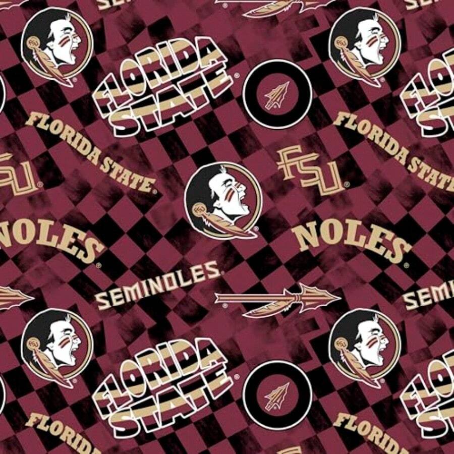 Official Licensed Florida State University Cotton Quilting Fabric-FSU Seminoles Check Allover Cotton Fabric Sold By The Yard - Màu sắc của đội - Xem 1