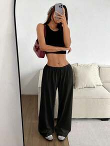 Pantalones de descanso de punto suave negros - Gris - Ver 10