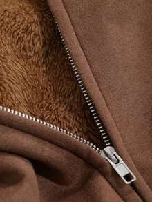 -Less Chaqueta de piel de imitación con bolsillos en ángulo, ropa de mujer de otoño - Marrón 2 - Ver 2