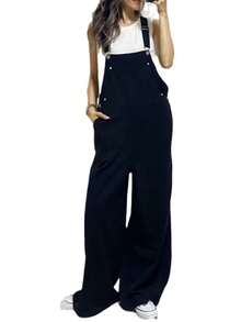 Women Denim Overalls & Jumpsuits - 黑色 - 查看 5