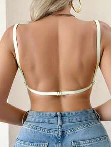 Women's White Sexy Mesh Patchwork Backless Convertible Bra, Romantic French Casual Comfortable Minimalist Underwear, Mature Charming Breathable Fabric Wireless Bra, Women's Versatile Wireless Undershirt French Style Graceful Non-Sagging Bra - White - View 5