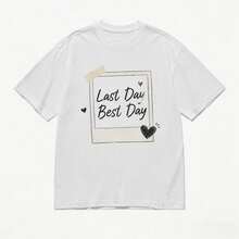 Women's Casual Cotton T-Shirt, "Last Day Best Day" Print, Ideal For Graduation Season, Graduation T-Shirt For Men And Women - 白色 - 查看 10