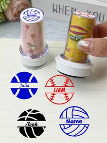 1 Con dấu + 100 Nhãn dán, Con dấu tên tùy chỉnh, Con dấu tên cá nhân hóa cho quần áo, Con dấu chữ ký, Họa tiết hoạt hình, Có thể tùy chỉnh, Con dấu chữ ký tròn vỏ trong suốt, Tùy chỉnh, Quà tặng sinh nhật, Dễ thương, Có thể tái sử dụng, Phong bì, Thiệp mời, Giáo viên, Gia đình - Phong cách B - Xem 5