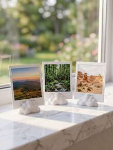 1/3pcs Cute Cloud Shaped Photo Frame Stand, Horizontal Display Design, Suitable For Small Photos, Cards, Notes. Great For Home, Office, Wedding Decor. Single Cloud Shaped Photo Frame Stand - Clouds - View 3