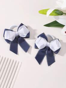 Set de 2 lazos de pelo estilo colegial azul marino, accesorios de pelo versátiles para niñas, bandas elásticas para moños - Multicolor - Ver 7