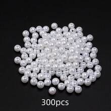 10-1000颗 3-20毫米 仿珍珠树脂圆形隔珠，优雅珍珠珠，适用于圣诞装饰、珠宝制作、DIY工艺品、吊坠、钥匙扣，批发 - 白色 - 查看 14