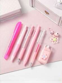 8件套文具套装 - 全新返校用品，包括荧光笔、吊坠、橡皮擦、修正带、2支圆珠笔、自动铅笔和中性笔 - 返校礼物，高品质学生用品礼盒套装，时尚实用学生学习套装，教育机构/教室赠品 - 預設 - 查看 6