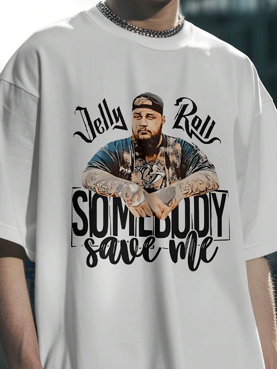 Jelly Roll Somebody Save Me Ccert Style T-Shirt - White - View 1