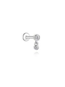 AnlaScheer 1pc Moissanite 925 Sterling Silver Mixed Size Flat Back Helix Piercing Threaded Ear Stud, Women's Engagement Wedding Bridal Jewelry - Silver - View 5