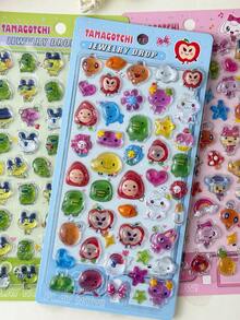 Tamagotchi 1件可愛3D卡通貼紙，可愛動物設計，適合日常裝飾、派對及兒童使用 - 彩色 - 查看 2