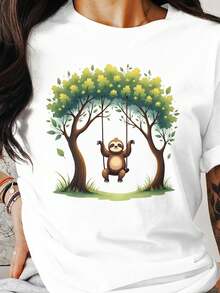 Cute otro en Swing T1S1Hirt, Adorable Animal Illustration T1EE, Fun Nature Graphic S1Hirt, Unique Gift for other Lovers, C1Asual Wear. - Blanco - Ver 2